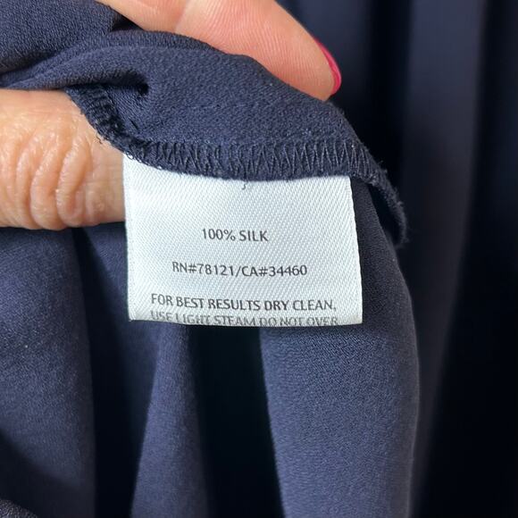 Eileen Fisher 100% Silk Navy Blue Flowy Pants Size S Minimalist - Picture 8 of 10